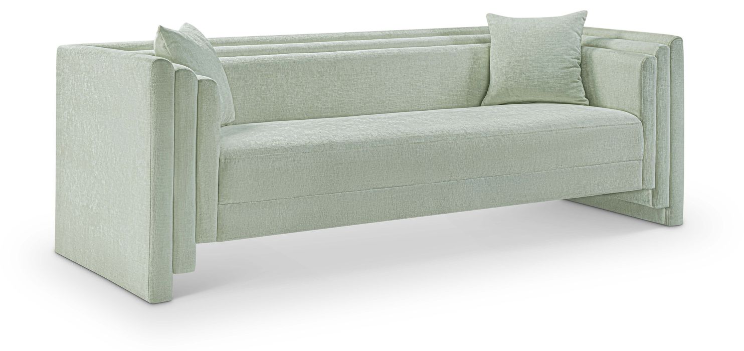 Meridian Furniture - Everett 88.5" Mint Chenille Fabric Upholstered Sofa - 44068Mint-S - GreatFurnitureDeal