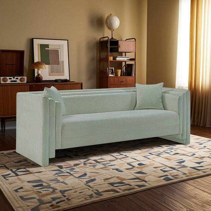 Meridian Furniture - Everett 88.5" Mint Chenille Fabric Upholstered Sofa - 44068Mint-S - GreatFurnitureDeal