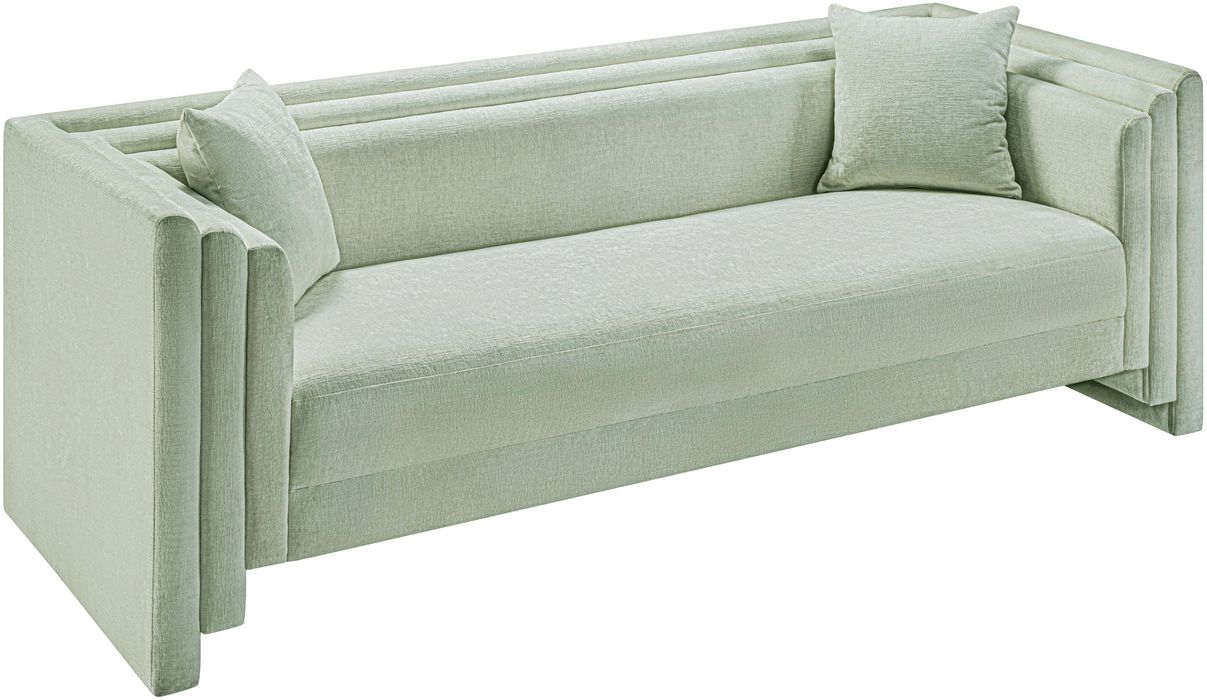 Meridian Furniture - Everett 88.5" Mint Chenille Fabric Upholstered Sofa - 44068Mint-S - GreatFurnitureDeal