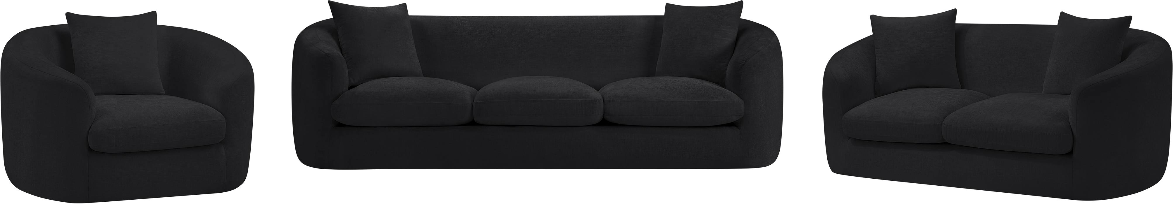 Meridian Furniture - Penelope 66.5" Black Chenille Fabric Upholstered Loveseat - 44073Black-L - GreatFurnitureDeal