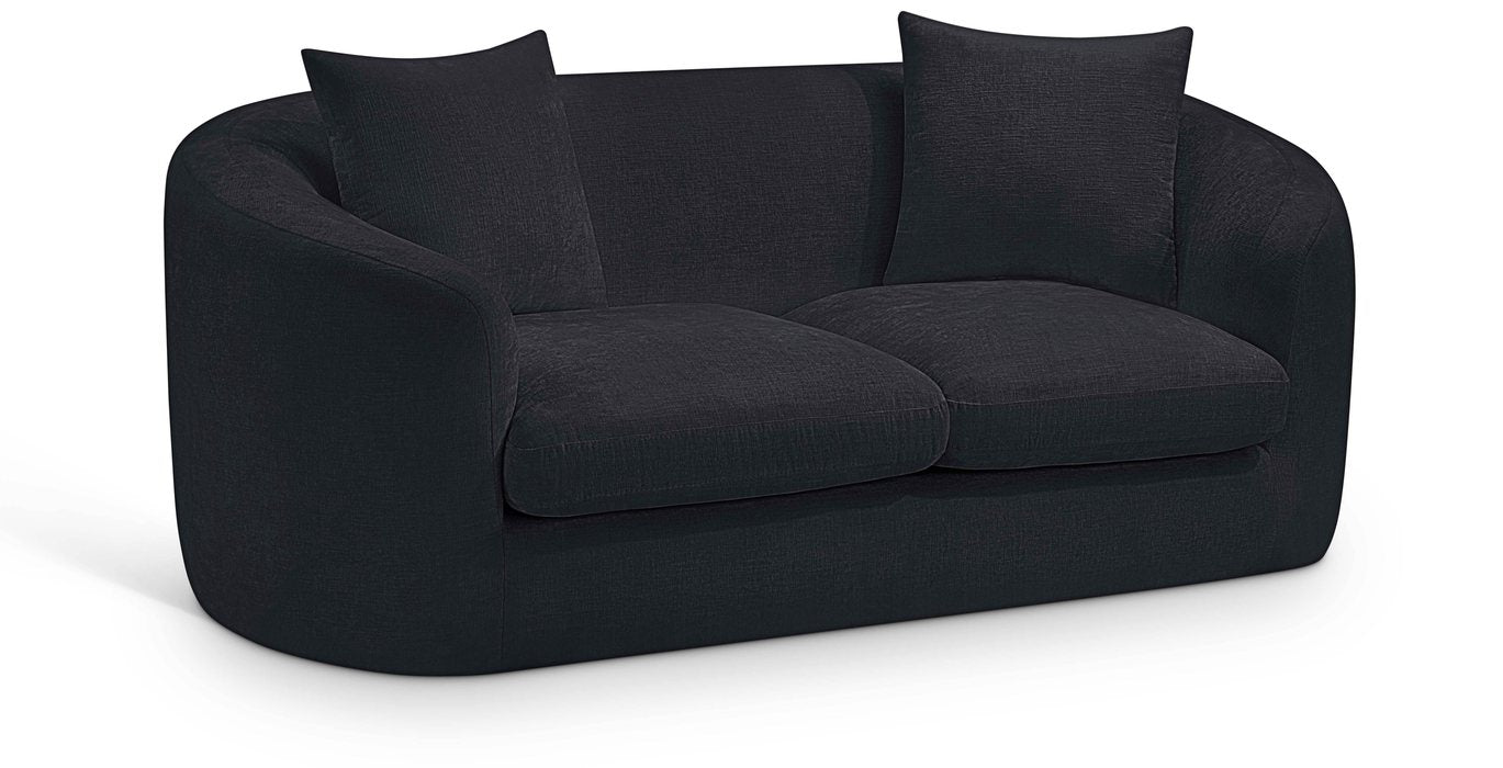 Meridian Furniture - Penelope 66.5" Black Chenille Fabric Upholstered Loveseat - 44073Black-L - GreatFurnitureDeal