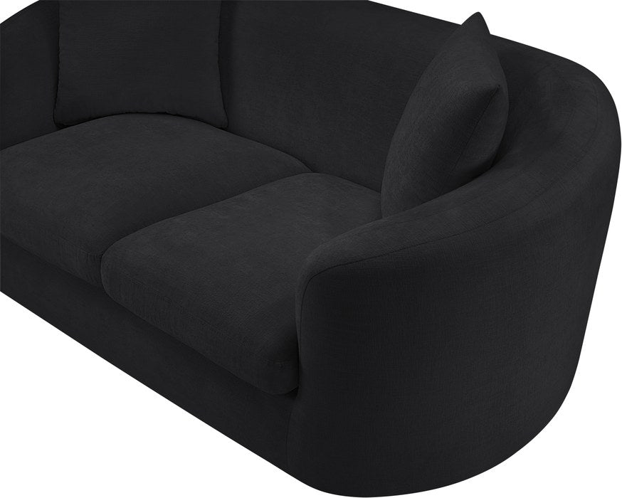 Meridian Furniture - Penelope 66.5" Black Chenille Fabric Upholstered Loveseat - 44073Black-L - GreatFurnitureDeal
