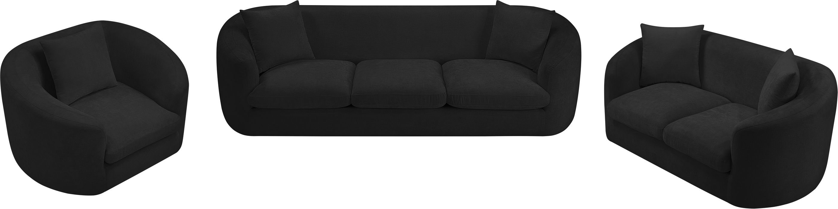 Meridian Furniture - Penelope 92.5" Black Chenille Fabric Upholstered Sofa - 44073Black-S - GreatFurnitureDeal
