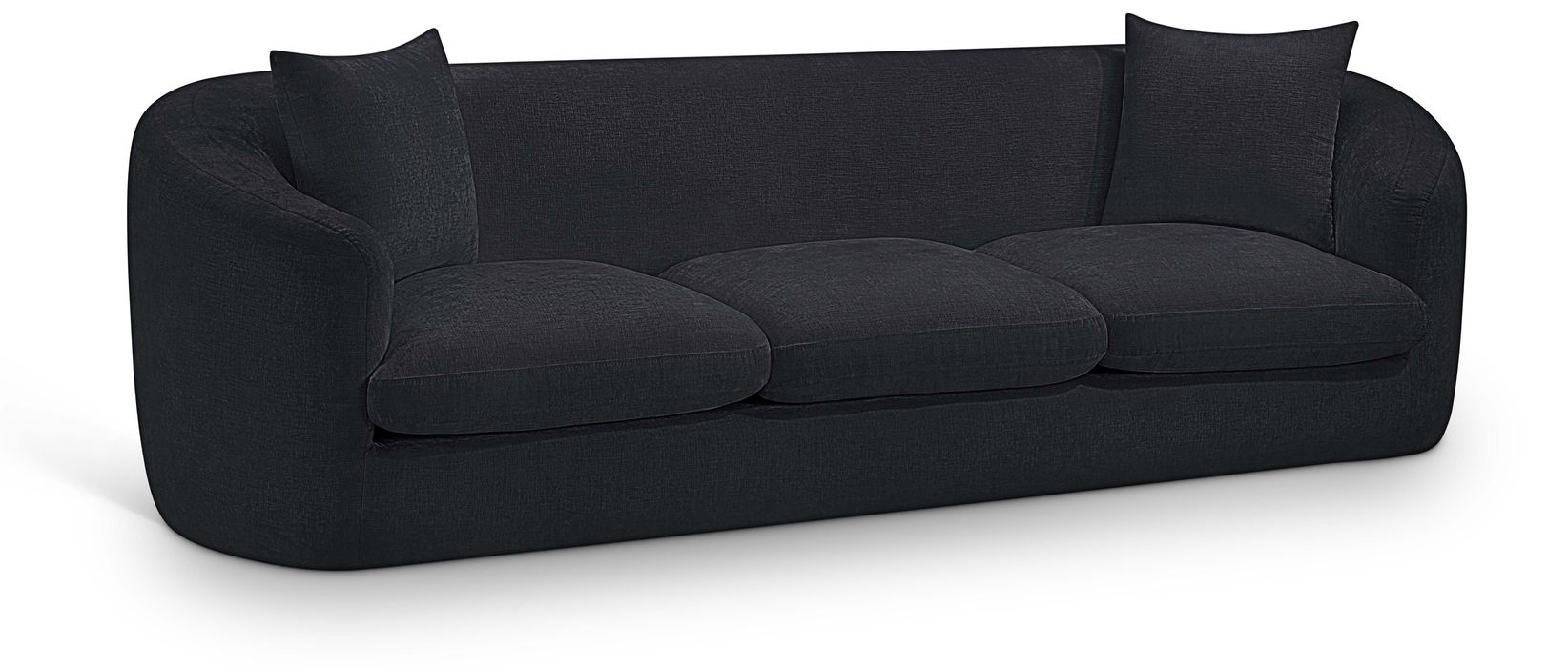 Meridian Furniture - Penelope 92.5" Black Chenille Fabric Upholstered Sofa - 44073Black-S - GreatFurnitureDeal