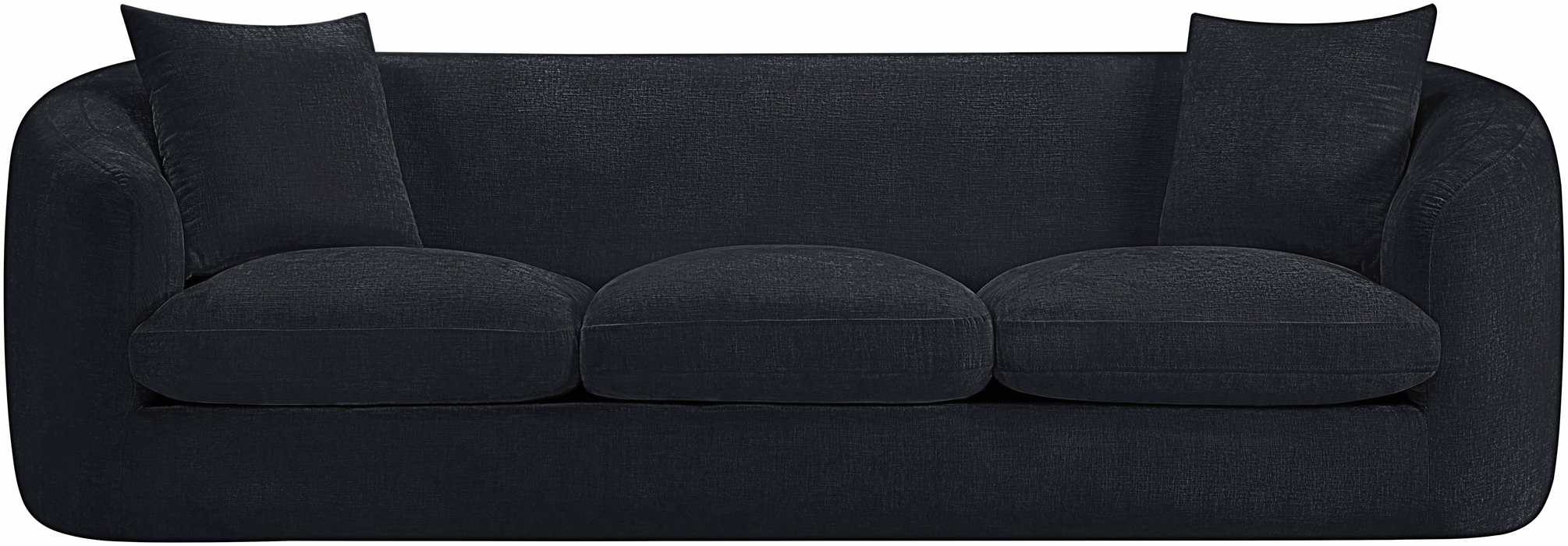 Meridian Furniture - Penelope 92.5" Black Chenille Fabric Upholstered Sofa - 44073Black-S - GreatFurnitureDeal