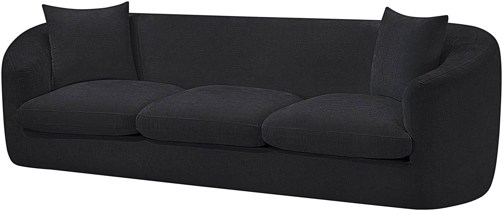Meridian Furniture - Penelope 92.5" Black Chenille Fabric Upholstered Sofa - 44073Black-S - GreatFurnitureDeal