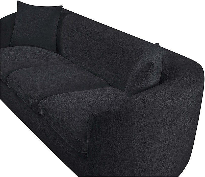Meridian Furniture - Penelope 92.5" Black Chenille Fabric Upholstered Sofa - 44073Black-S - GreatFurnitureDeal