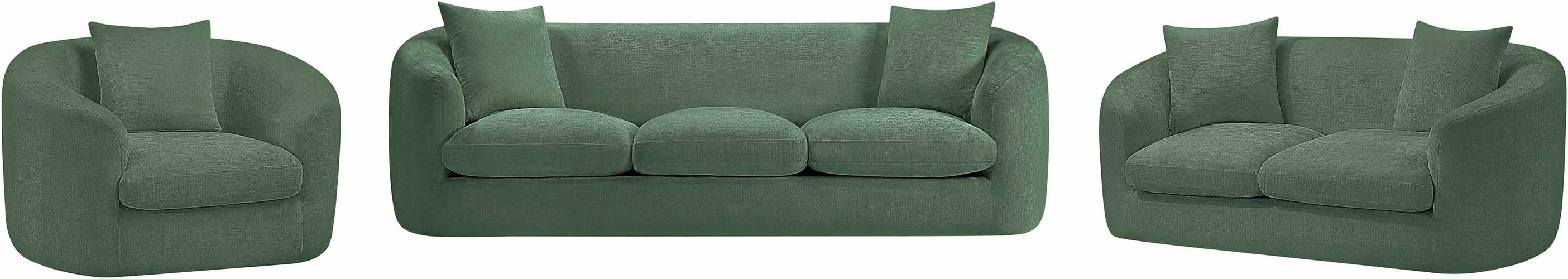 Meridian Furniture - Penelope 92.5" Green Chenille Fabric Upholstered Sofa - 44073Green-S - GreatFurnitureDeal