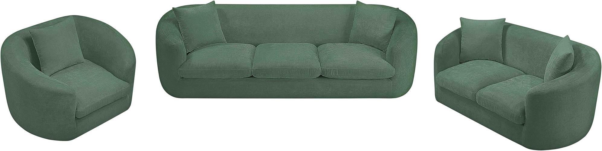 Meridian Furniture - Penelope 92.5" Green Chenille Fabric Upholstered Sofa - 44073Green-S - GreatFurnitureDeal