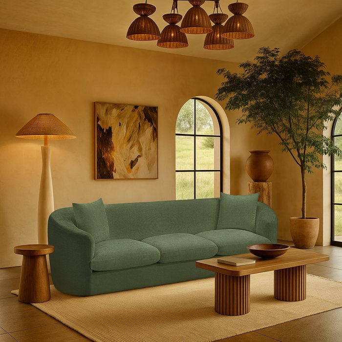 Meridian Furniture - Penelope 92.5" Green Chenille Fabric Upholstered Sofa - 44073Green-S - GreatFurnitureDeal