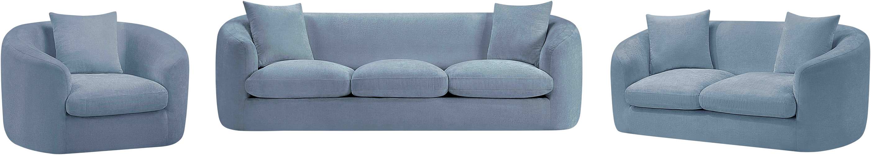 Meridian Furniture - Penelope 92.5" Light Blue Chenille Fabric Upholstered Sofa - 44073LtBlu-S - GreatFurnitureDeal