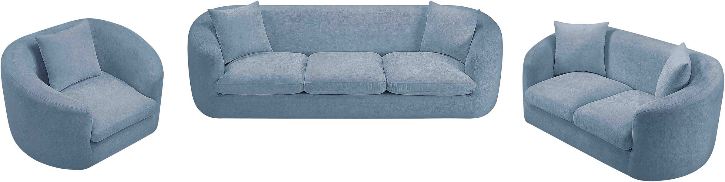 Meridian Furniture - Penelope 92.5" Light Blue Chenille Fabric Upholstered Sofa - 44073LtBlu-S - GreatFurnitureDeal