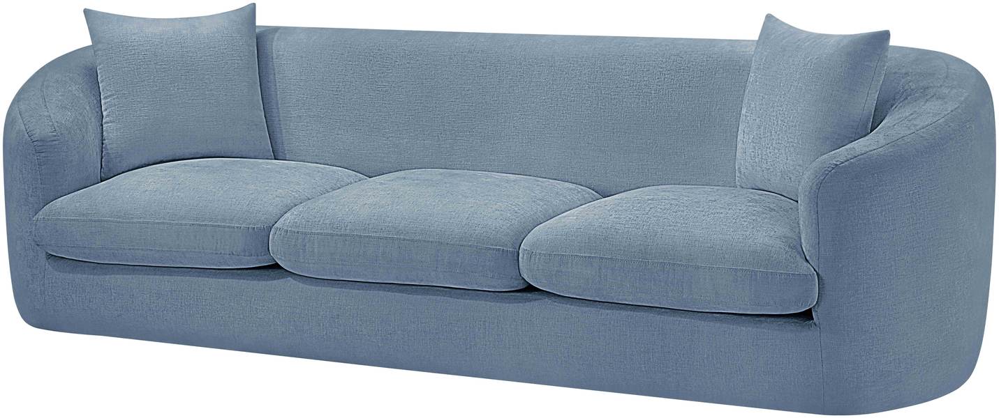 Meridian Furniture - Penelope 92.5" Light Blue Chenille Fabric Upholstered Sofa - 44073LtBlu-S - GreatFurnitureDeal