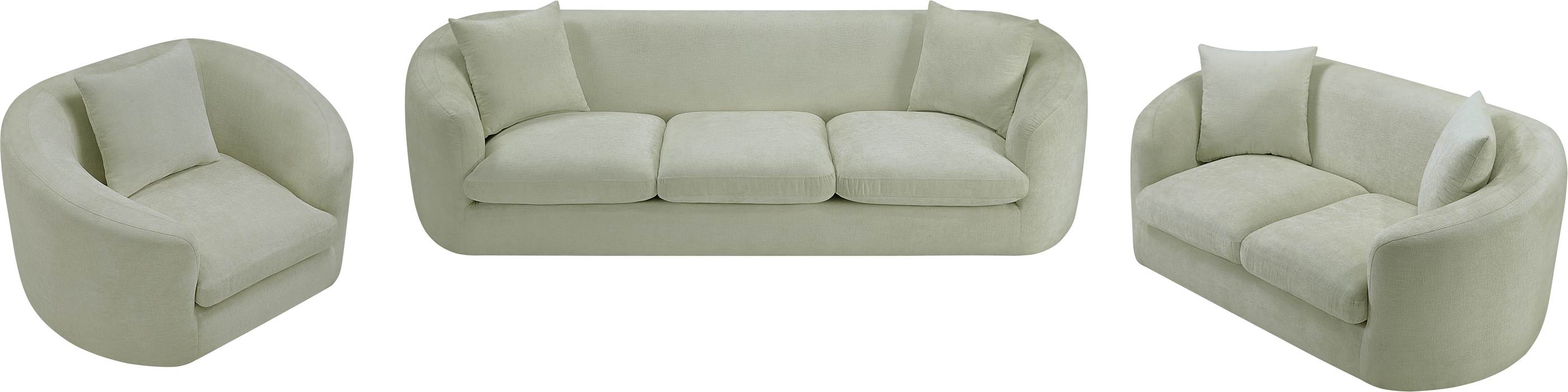 Meridian Furniture - Penelope 66.5" Mint Chenille Fabric Upholstered Loveseat - 44073Mint-L - GreatFurnitureDeal