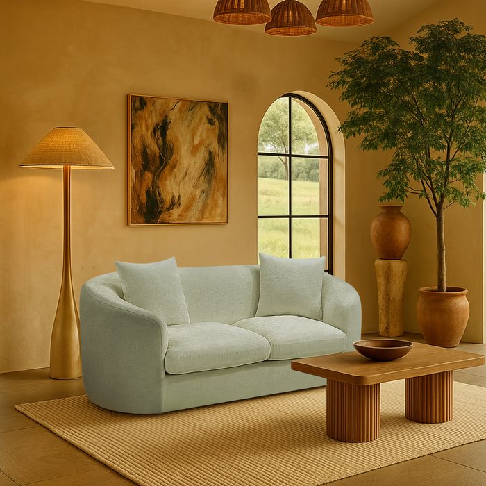 Meridian Furniture - Penelope 66.5" Mint Chenille Fabric Upholstered Loveseat - 44073Mint-L - GreatFurnitureDeal
