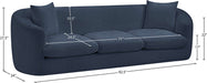 Meridian Furniture - Penelope 92.5" Navy Chenille Fabric Upholstered Sofa - 44073Navy-S - GreatFurnitureDeal