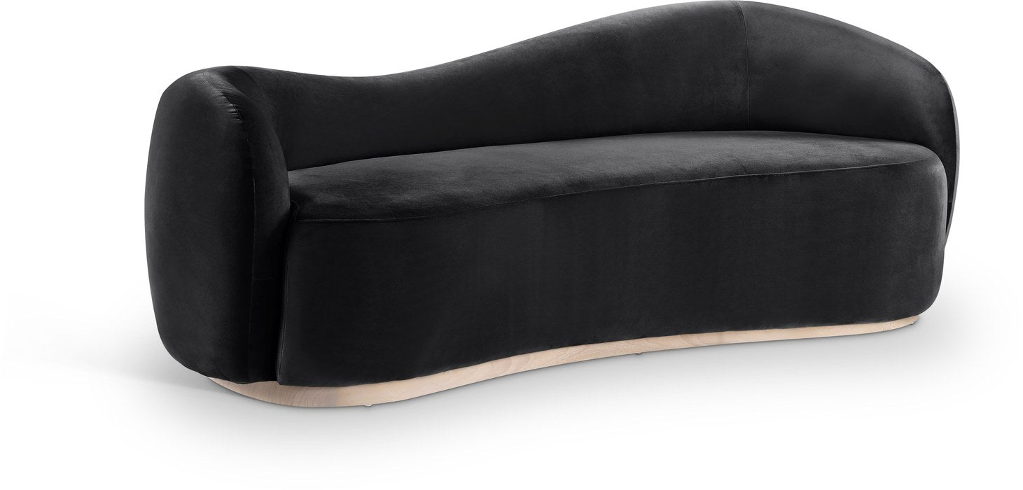 Meridian Furniture - Gustavo 92.5" Black Velvet Upholstered Sofa - 44081Black-S - GreatFurnitureDeal