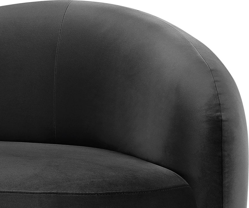 Meridian Furniture - Gustavo 92.5" Black Velvet Upholstered Sofa - 44081Black-S - GreatFurnitureDeal