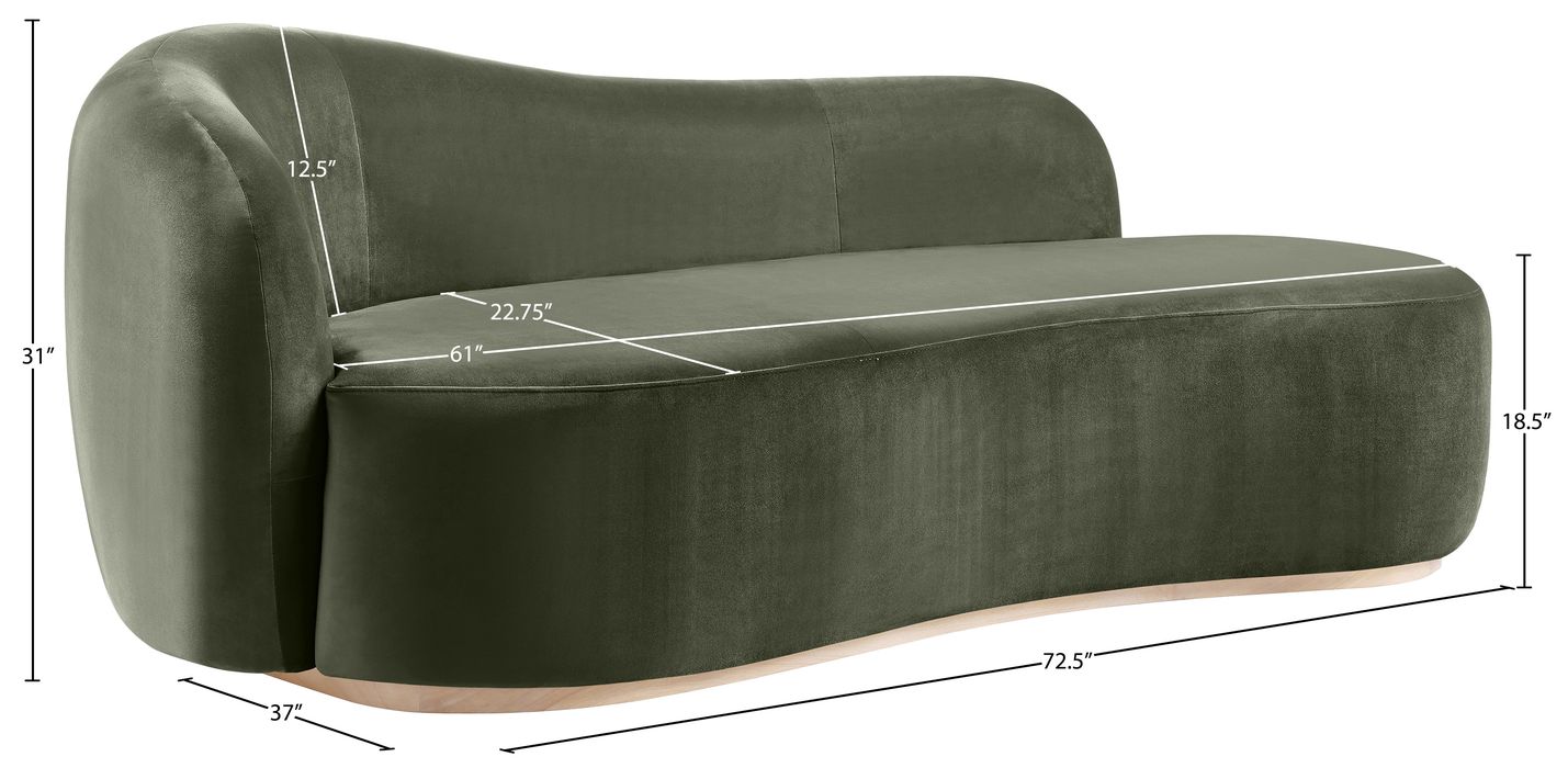Meridian Furniture - Gustavo Green Velvet Upholstered Chaise - 44081Green-Chaise - GreatFurnitureDeal