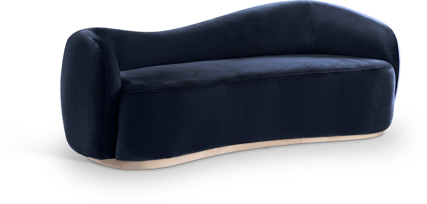 Meridian Furniture - Gustavo 92.5" Navy Velvet Upholstered Sofa - 44081Navy-S - GreatFurnitureDeal