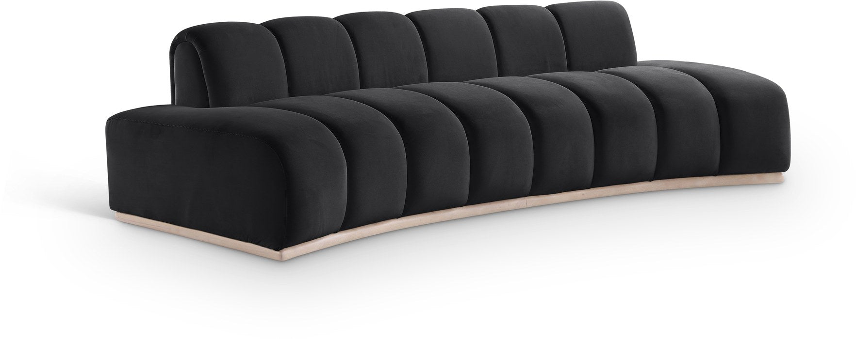 Meridian Furniture - Jace 106" Black Velvet Upholstered Sofa - 44093Black-S - GreatFurnitureDeal