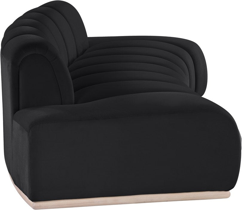 Meridian Furniture - Jace 106" Black Velvet Upholstered Sofa - 44093Black-S - GreatFurnitureDeal