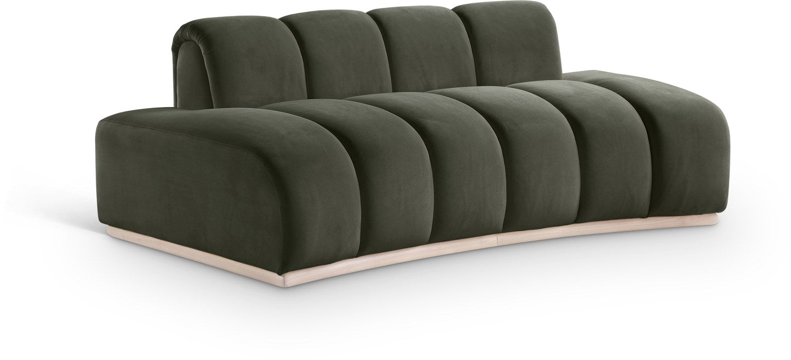 Meridian Furniture - Jace 78.5" Green Velvet Upholstered Loveseat - 44093Green-L - GreatFurnitureDeal