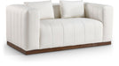 Meridian Furniture - Mallina 67" Cream Vegan Leather Upholstered Loveseat - 44098Cream-L - GreatFurnitureDeal