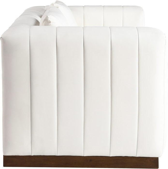 Meridian Furniture - Mallina 67" Cream Vegan Leather Upholstered Loveseat - 44098Cream-L - GreatFurnitureDeal