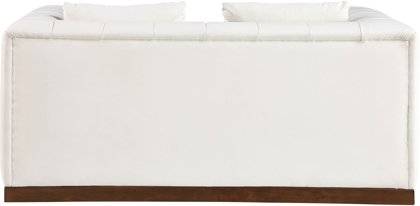 Meridian Furniture - Mallina 67" Cream Vegan Leather Upholstered Loveseat - 44098Cream-L - GreatFurnitureDeal