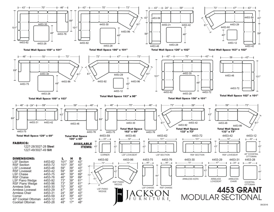 Jackson Furniture - Grant 2 Piece Sofa Set in Silt - 4453-03-S+L-SILT - GreatFurnitureDeal