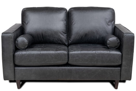 Mariano Italian Leather Furniture - Sabrina Loveseat in Bomber Black - SABRINA-BL-L