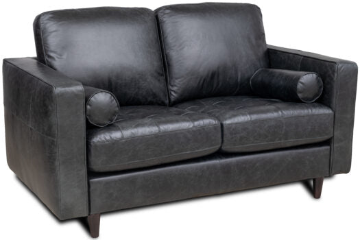 Mariano Italian Leather Furniture - Sabrina Loveseat in Bomber Black - SABRINA-BL-L - GreatFurnitureDeal