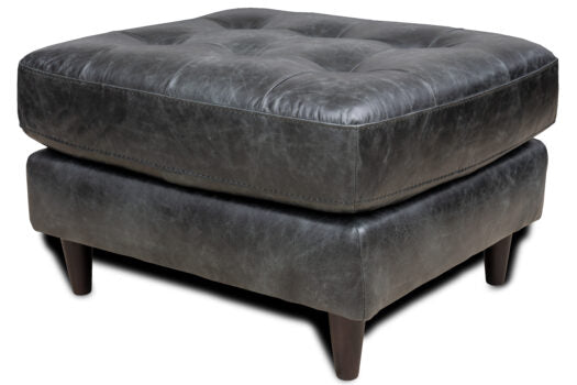 Mariano Italian Leather Furniture - Sabrina Ottoman in Bomber Black - SABRINA-BL-O