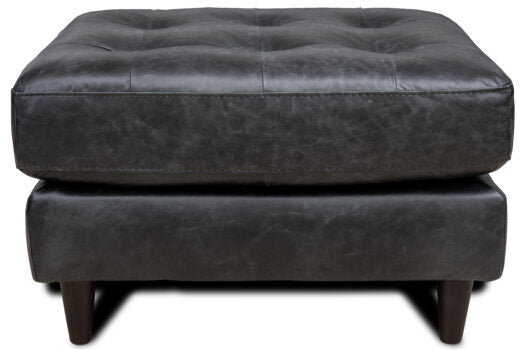 Mariano Italian Leather Furniture - Sabrina Ottoman in Bomber Black - SABRINA-BL-O - GreatFurnitureDeal