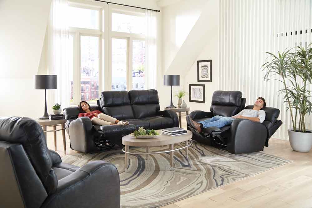 Catnapper - Angelo 3 Piece Power Reclining Living Room Set in Black - 64461-462-460-BLACK - GreatFurnitureDeal