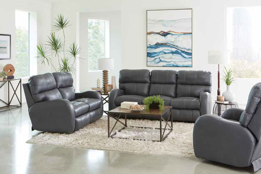 Catnapper - Angelo 2 Piece Power Reclining Sofa Set in Gunmetal - 64461-462-GUNMETAL - GreatFurnitureDeal
