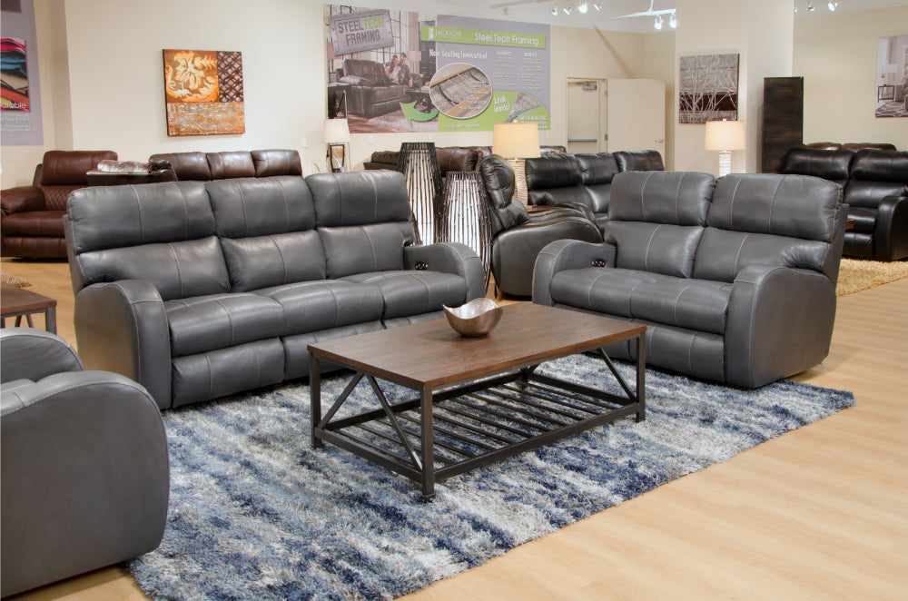 Catnapper - Angelo 2 Piece Power Reclining Sofa Set in Gunmetal - 64461-462-GUNMETAL - GreatFurnitureDeal