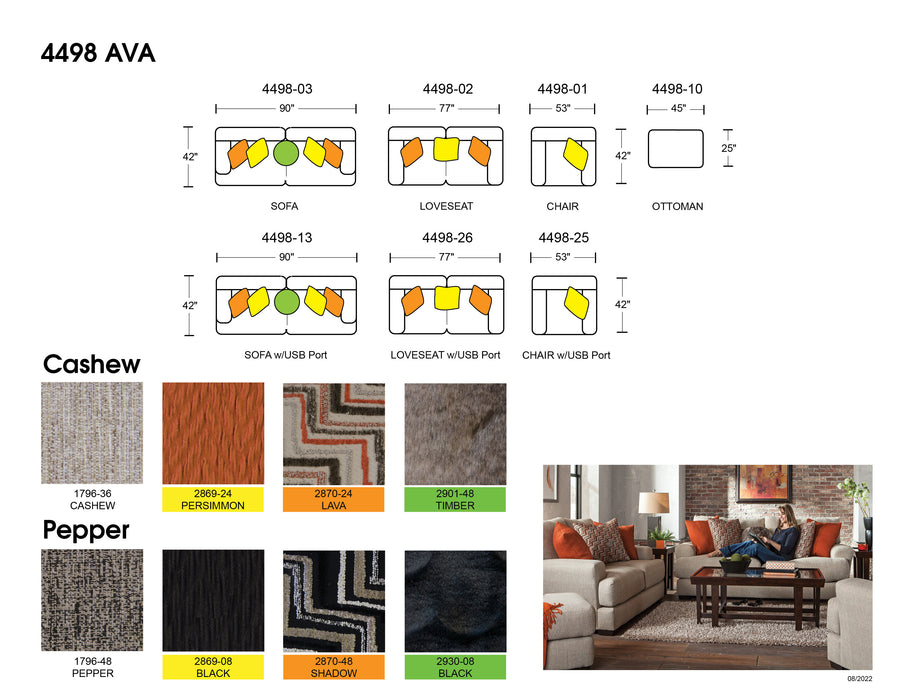 Jackson Furniture - Ava 3 Piece Sectional Sofa in Cashew - 4498-63-59-73-CASHEW - GreatFurnitureDeal