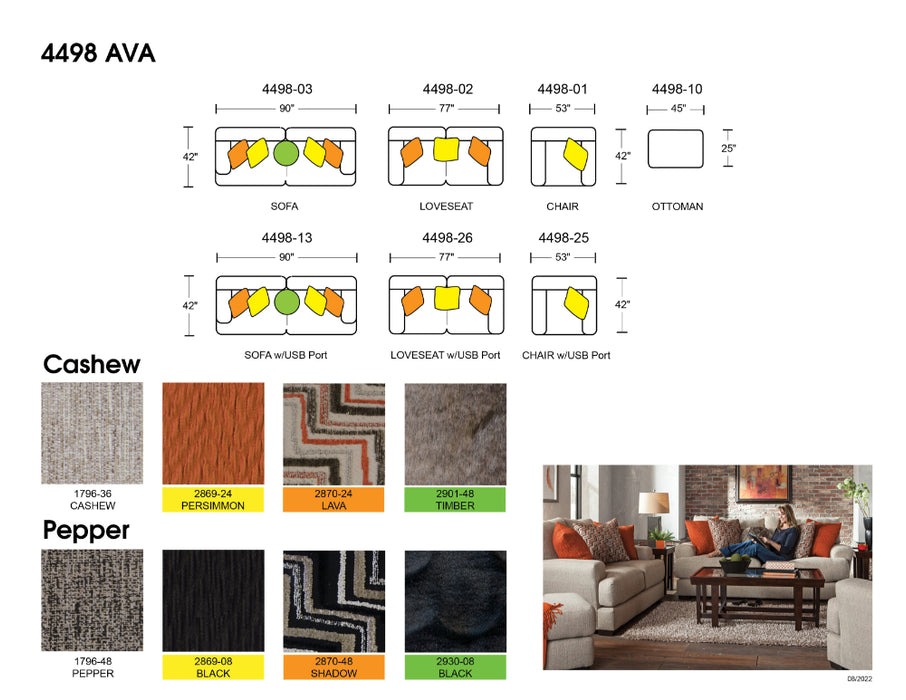 Jackson Furniture - Ava Sofa with Usb Port in Cashew-Lava - 4498-13-CASHEW - GreatFurnitureDeal