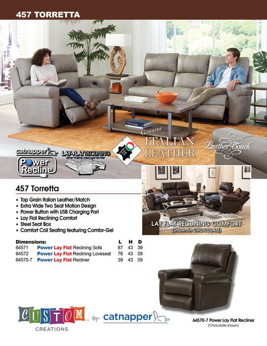 Catnapper - Torretta 3 Piece Power Lay Flat Reclining Living Room Set in Putty - 64571-72-70-PUTTY