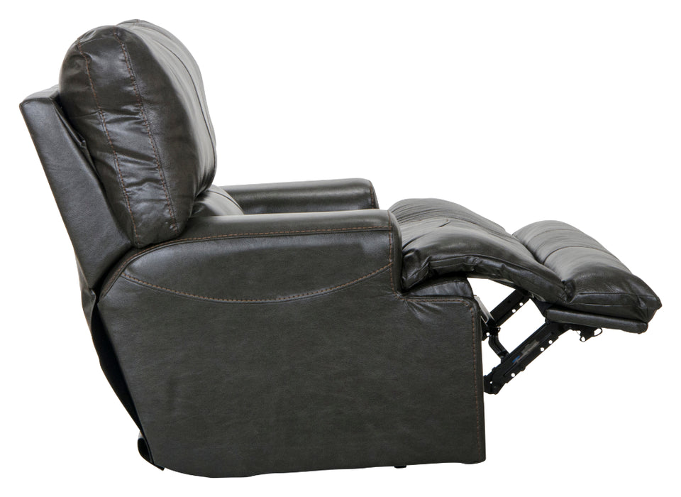 Catnapper - Wembley Power Headrest Power Lumbar Power Leather Recliner in Steel - 764580-7-STEEL-MTO - GreatFurnitureDeal