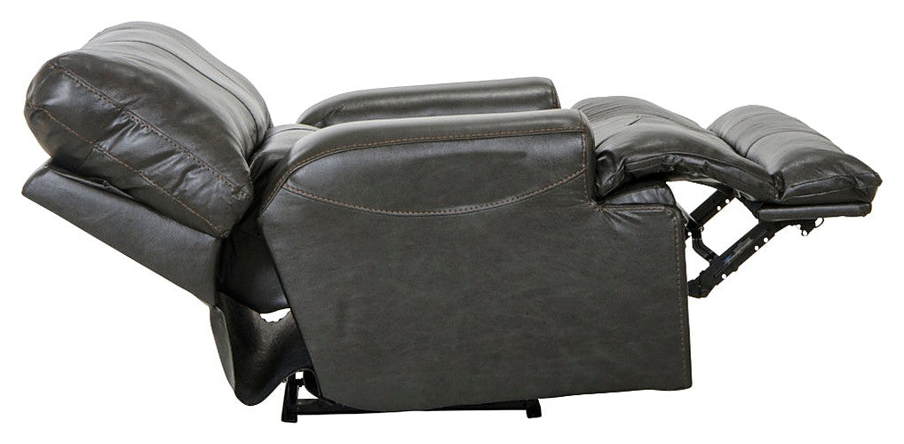 Catnapper - Wembley Power Headrest Power Lumbar Power Leather Recliner in Steel - 764580-7-STEEL-MTO - GreatFurnitureDeal