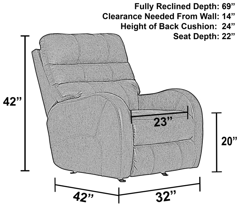 Catnapper - Gadson Power Rocker Recliner in Steel - 64585-2-STEEL - GreatFurnitureDeal