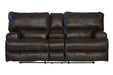 Catnapper - Wembley Power Headrest Power Lay Flat Reclining Console Loveseat in Chocolate - 64589-CHO-P - GreatFurnitureDeal
