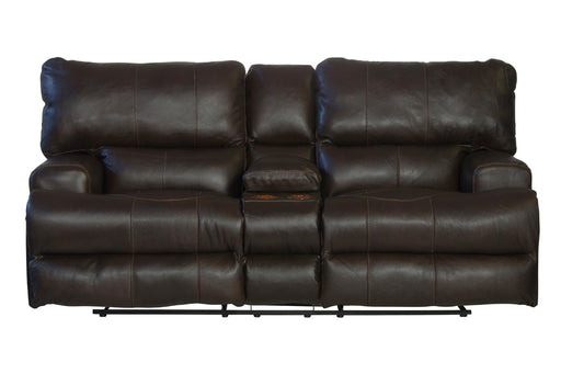 Catnapper - Wembley Power Headrest Power Lumbar Power Reclining Leather Console Loveseat in Chocolate - 764589-CHOCOLATE - GreatFurnitureDeal