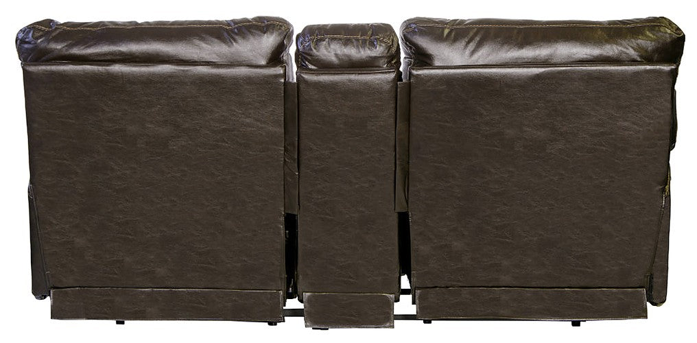 Catnapper - Wembley Power Headrest Power Lumbar Power Reclining Leather Console Loveseat in Steel - 764589-STEEL-MTO - GreatFurnitureDeal