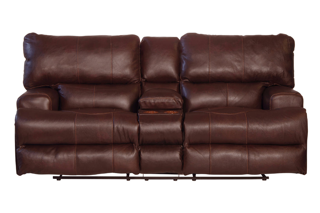 Catnapper - Wembley Lay Flat Reclining Console Loveseat in Walnut - 4589-WAL - GreatFurnitureDeal