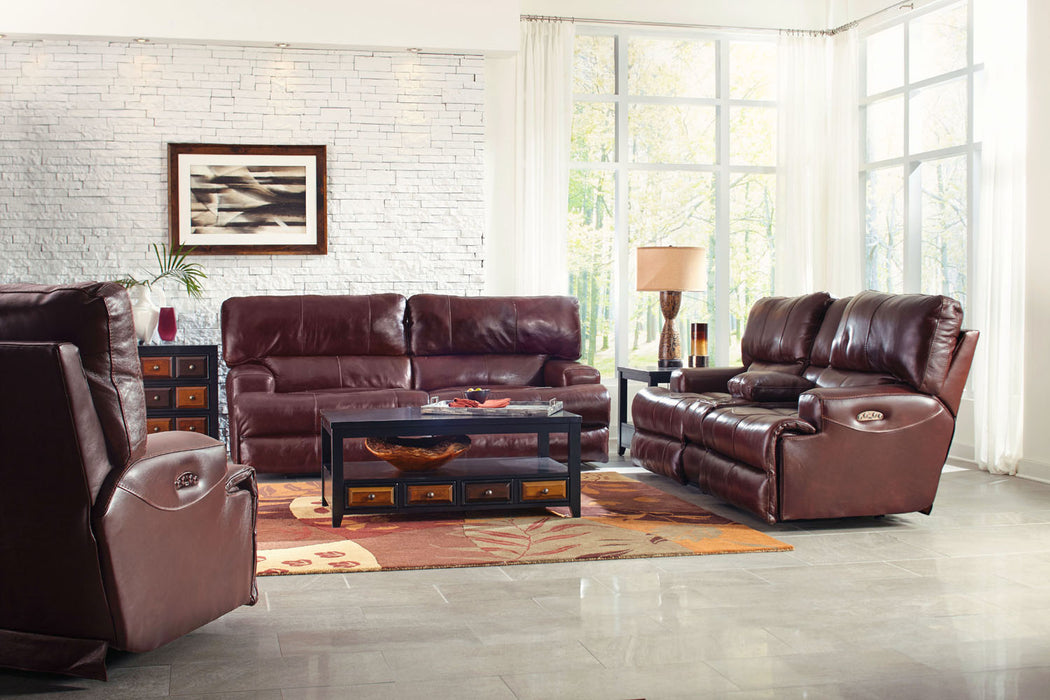 Catnapper - Wembley Lay Flat Reclining Console Loveseat in Walnut - 4589-WAL - GreatFurnitureDeal