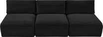 Meridian Furniture - Shaggy Corduroy Performance Fabric Upholstered Modular Sofa - 641Black-S93 - GreatFurnitureDeal